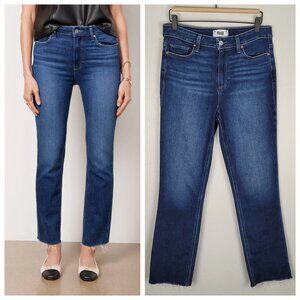 Paige Cindy Straight Jeans Raw Hem Ankle Stretch Foreign Film Blue Size 29